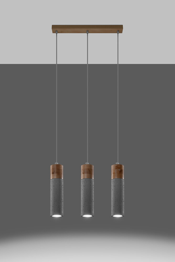 LED Pendel beton træ ZANE - 3 x GU10 Fatning LED Pendel beton træ ZANE - 3 x GU10 Fatning