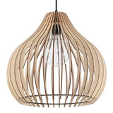 LED Hængelampe træ APRILLA - 1 x E27 Fatning