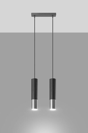 LED Hængelampe sort krom LOOPEZ - 2 x GU10 Fatning LED Hængelampe sort krom LOOPEZ - 2 x GU10 Fatning