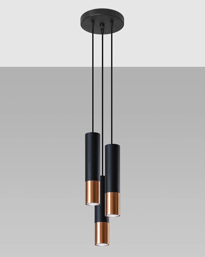 LED Hængelampe sort kobber LOOPEZ - 3 x GU10 Fatning