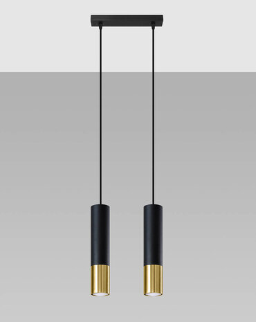 Sollux Lighting LED hængelampe sort guld LOOPEZ - 2 x GU10 Fatning Sollux Lighting LED hængelampe sort guld LOOPEZ - 2 x GU10 Fatning
