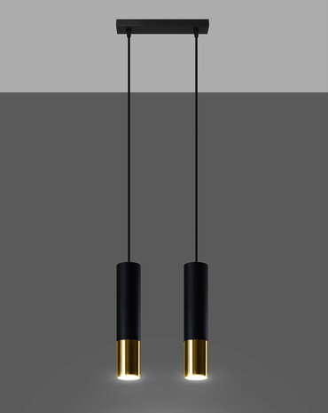 Sollux Lighting LED hængelampe sort guld LOOPEZ - 2 x GU10 Fatning Sollux Lighting LED hængelampe sort guld LOOPEZ - 2 x GU10 Fatning