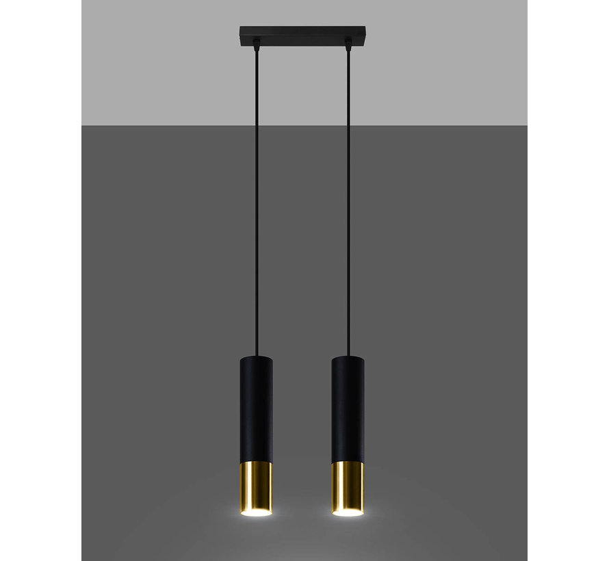 LED hængelampe sort guld LOOPEZ - 2 x GU10 Fatning