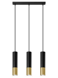 LED hængelampe sort guld LOOPEZ - 3 x GU10 Fatning