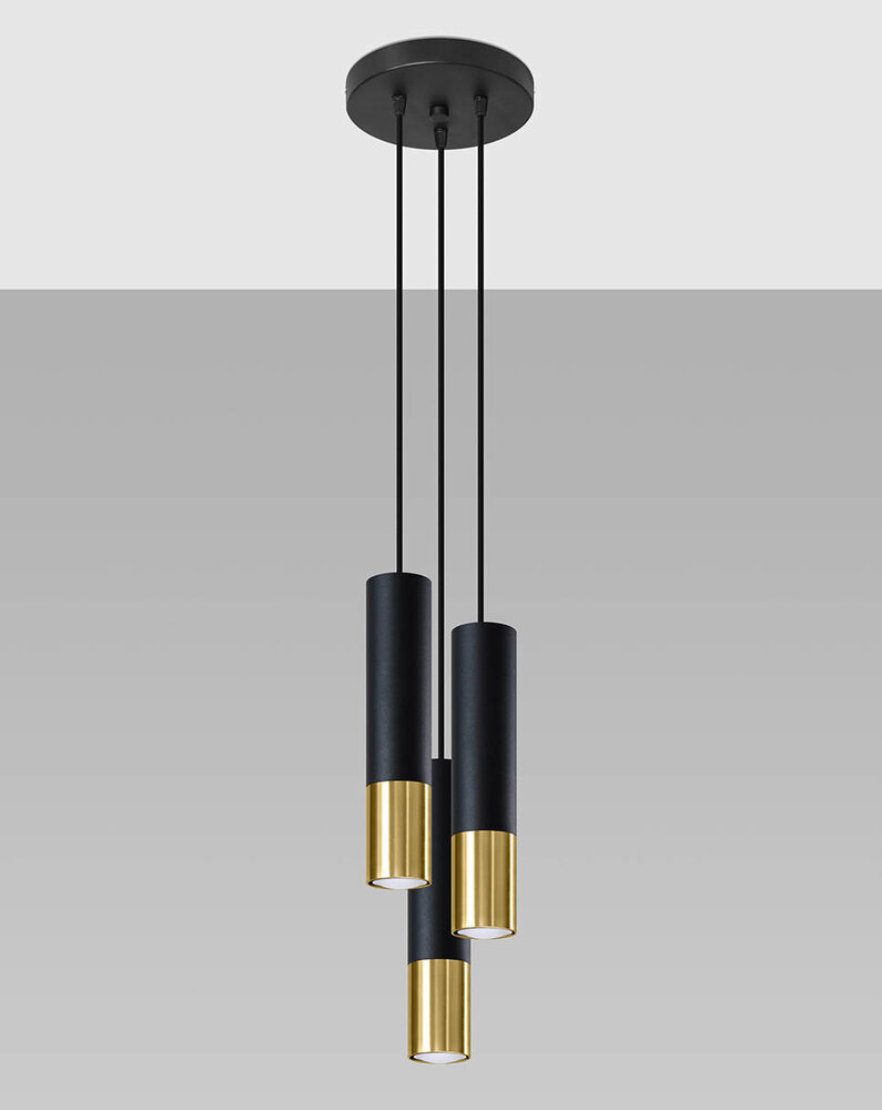LED pendellampe sort guld LOOPEZ - 3 x GU10 Fatning