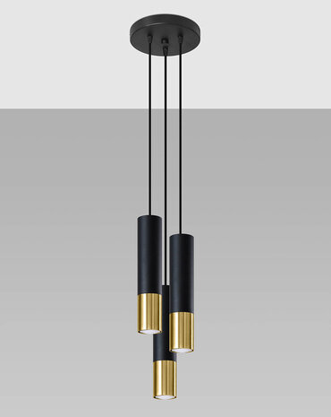 LED pendellampe sort guld LOOPEZ - 3 x GU10 Fatning