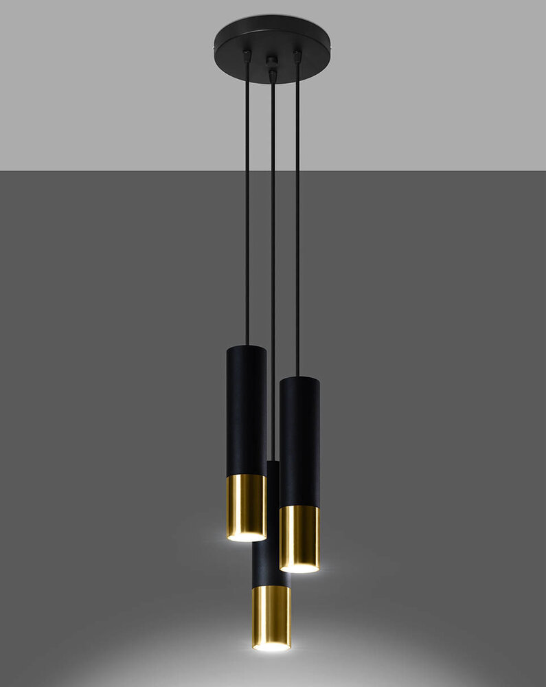 LED pendellampe sort guld LOOPEZ - 3 x GU10 Fatning
