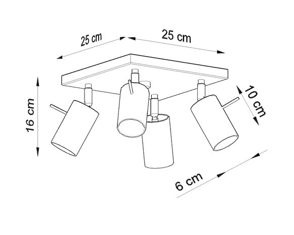LED Loftsspot sort RING - 4 x GU10 Fatning