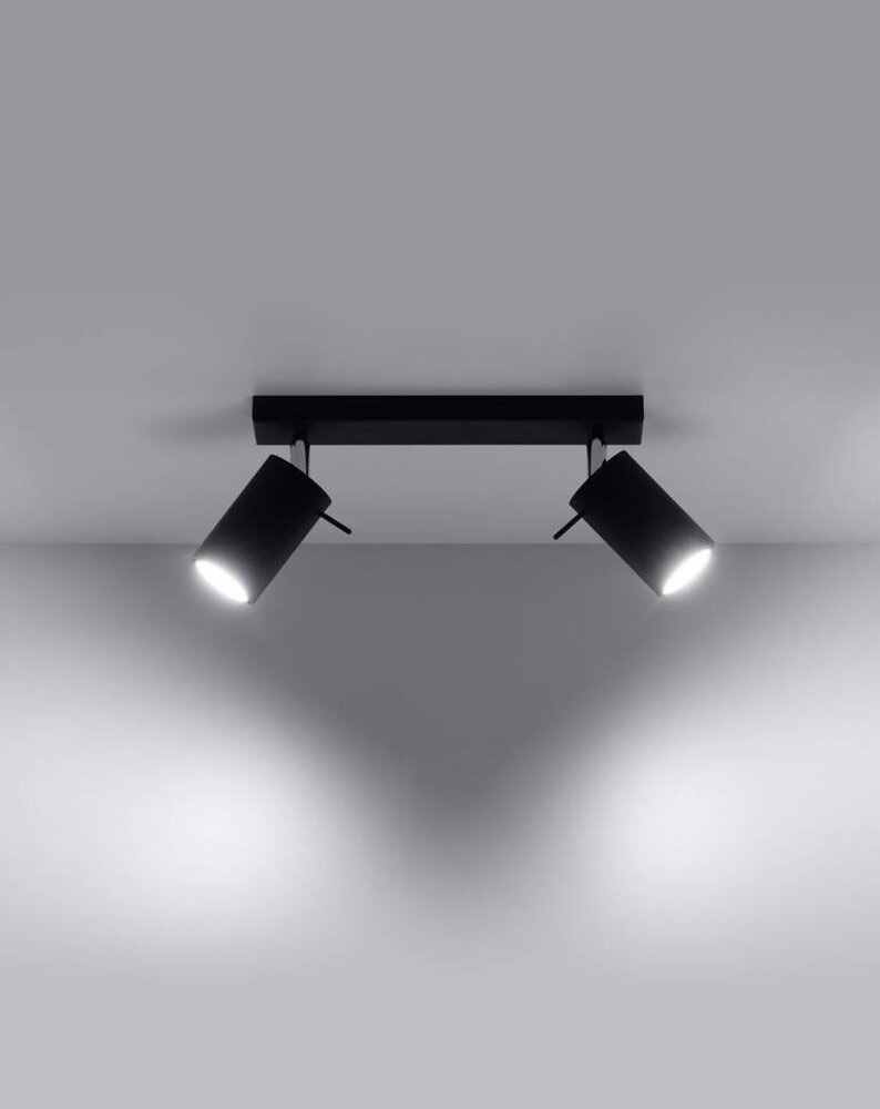 LED Loftsspot sort RING - 2 x GU10 Fatning