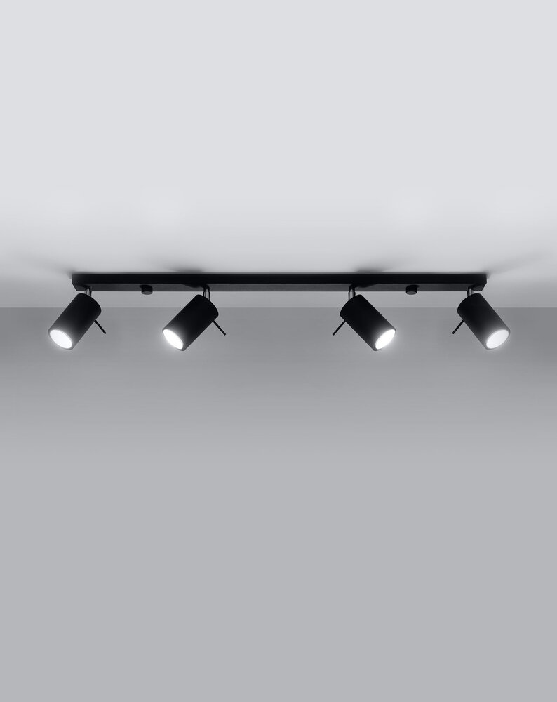 LED Loftsspot sort RING - 4 x GU10 Fatning