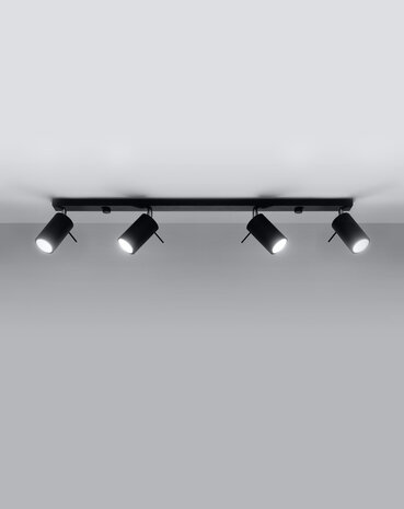 LED Loftsspot sort RING - 4 x GU10 Fatning