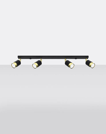 LED Loftsspot sort guld NERO - 4 x GU10 Fatning