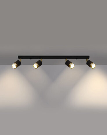 LED Loftsspot sort guld NERO - 4 x GU10 Fatning