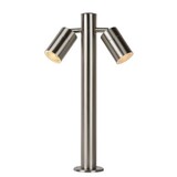 LED SOKKELLAMP UDENDØRS - ø6,3 cm - GU10 - 2X5W 2700K - IP44 - Matt Chromium