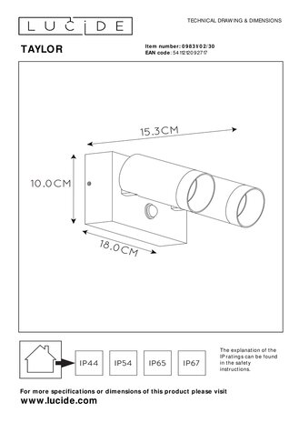 Led Vægspot Udendørs- 2xgu10 - IP54 - Sort Led Vægspot Udendørs- 2xgu10 - IP54 - Sort