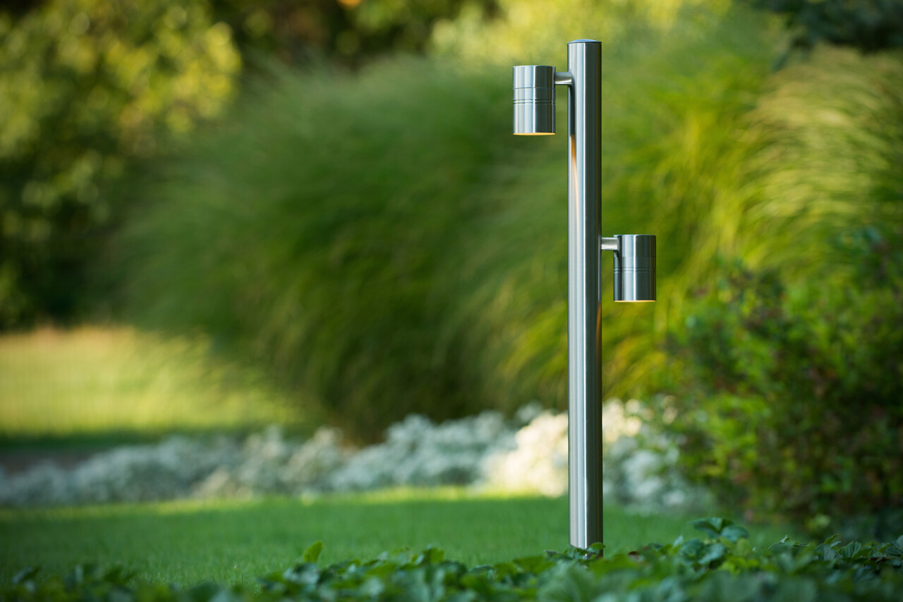 LED SOKKELLAMP UDEN - GU10 - 2X5W 2700K - IP44 - Matt Chrome