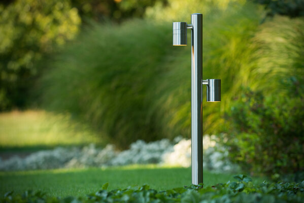 LED SOKKELLAMP UDEN - GU10 - 2X5W 2700K - IP44 - Matt Chrome