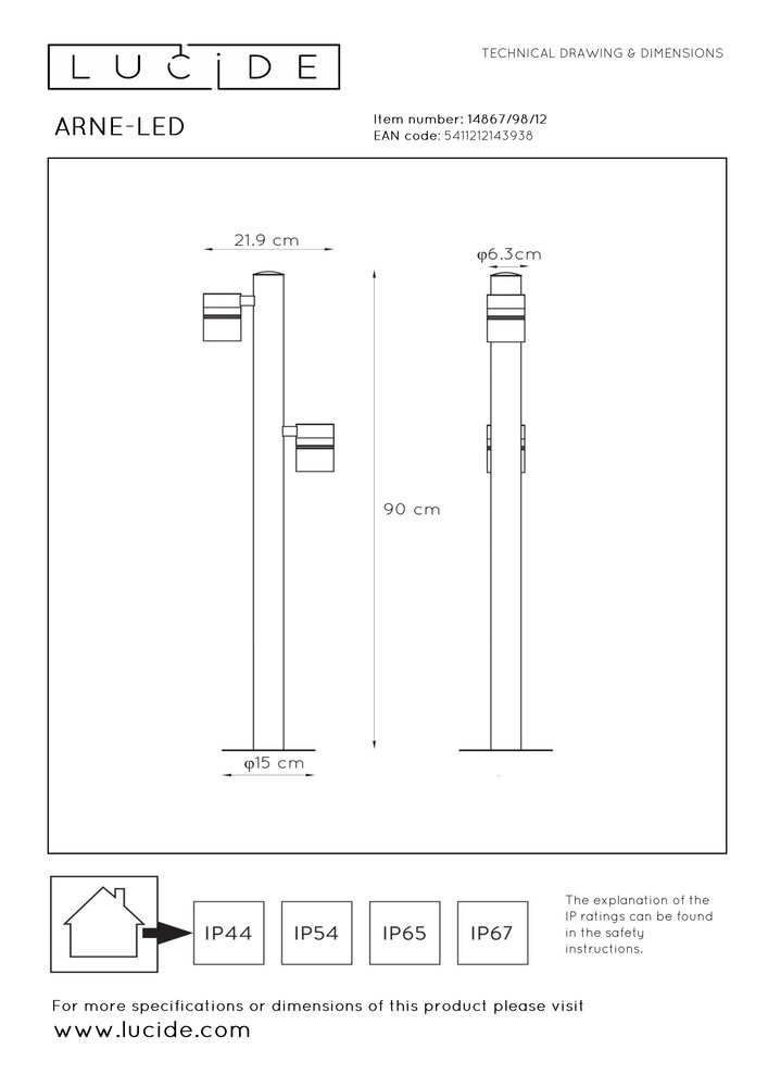 LED SOKKELLAMP UDEN - GU10 - 2X5W 2700K - IP44 - Matt Chrome