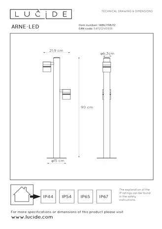 LED SOKKELLAMP UDEN - GU10 - 2X5W 2700K - IP44 - Matt Chrome