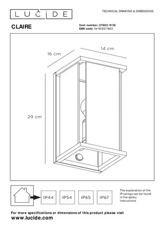 LED-væglampe udendørs - 1xE27 - IP54 - Antracit