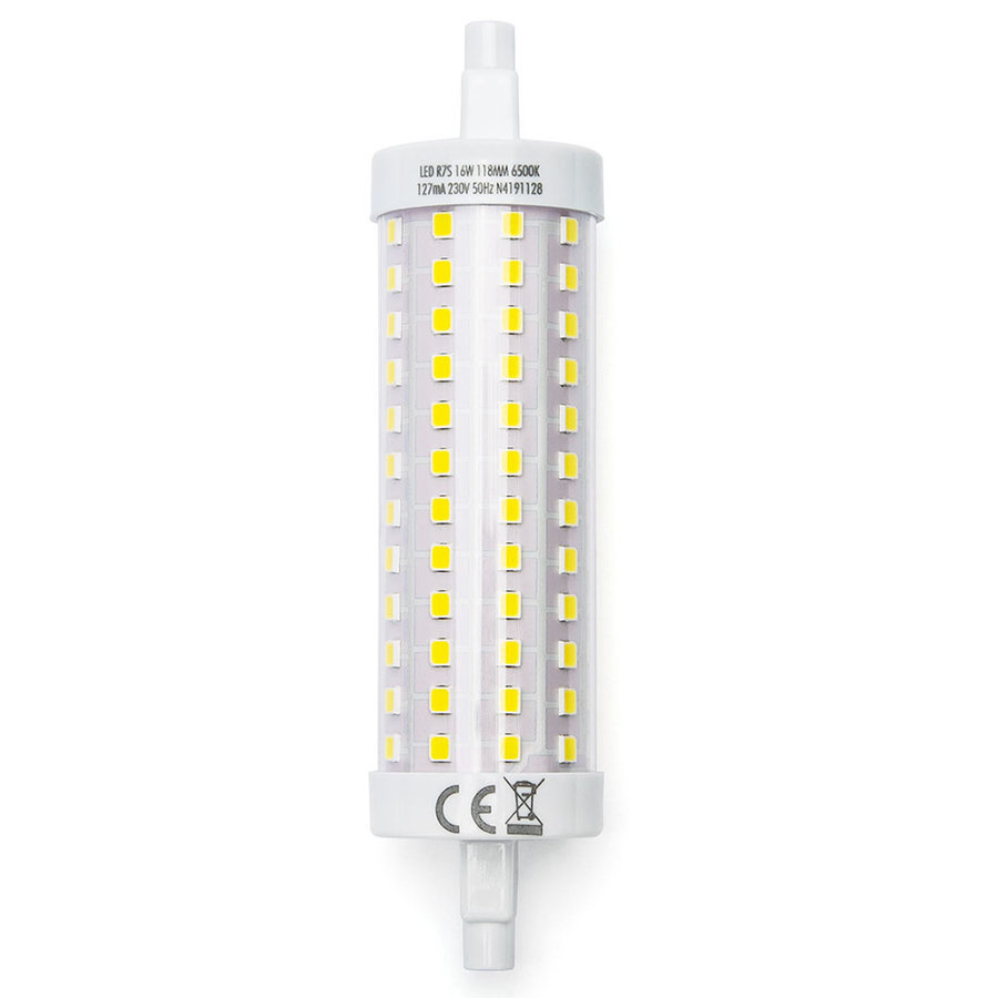 LED R7S lampe - 16W 131W - 6500K dagslys hvid - 118mm - ikke dæmpbar