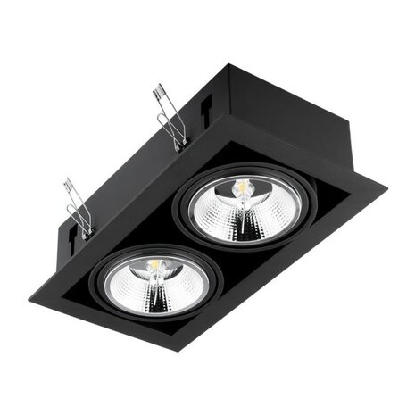 LED AR111 GU10  indbygningsspot sort - Dobbelt