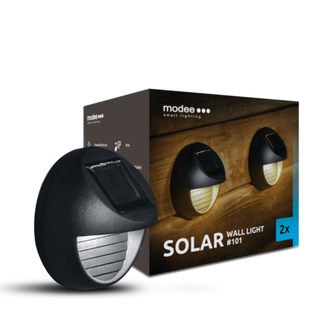 Modee Lighting LED Solcelle Væglampe - IP44 6lm 3000K Varm hvid - 2 stk
