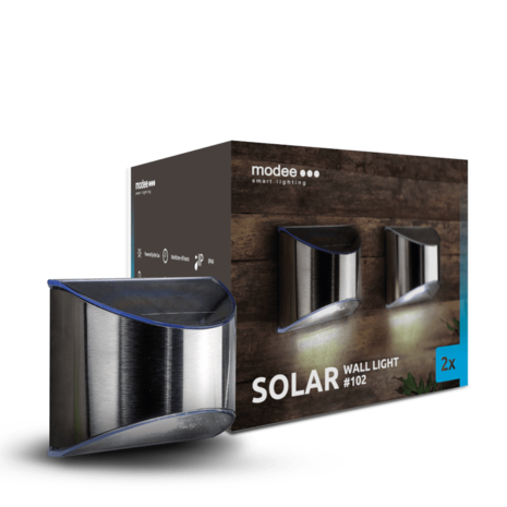 Modee Lighting LED Solcelle Væglampe - IP44 6lm 6000K Kold hvid - 2 stk