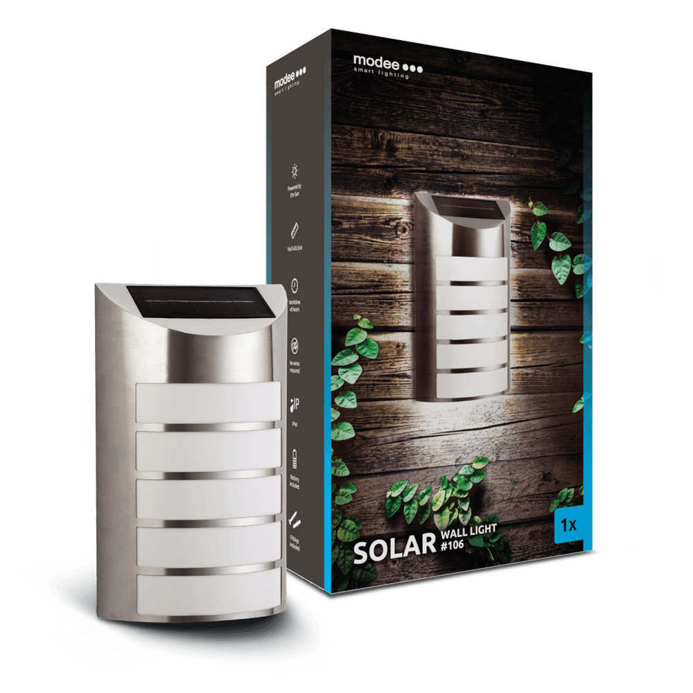 Modee Lighting LED Solcelle Væglampe - IP44 20lm 6000K Kold hvid