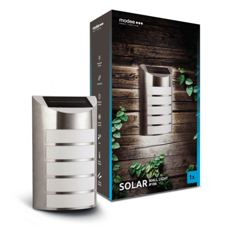 Modee Lighting LED Solcelle Væglampe - IP44 20lm 6000K Kold hvid