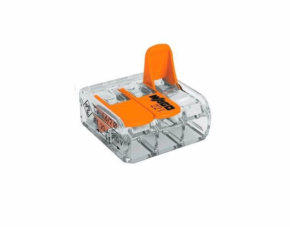 WAGO WAGO fjedersamlemuffe 3-vejs 4mm² 221-413 - 50 stk. WAGO WAGO fjedersamlemuffe 3-vejs 4mm² 221-413 - 50 stk.