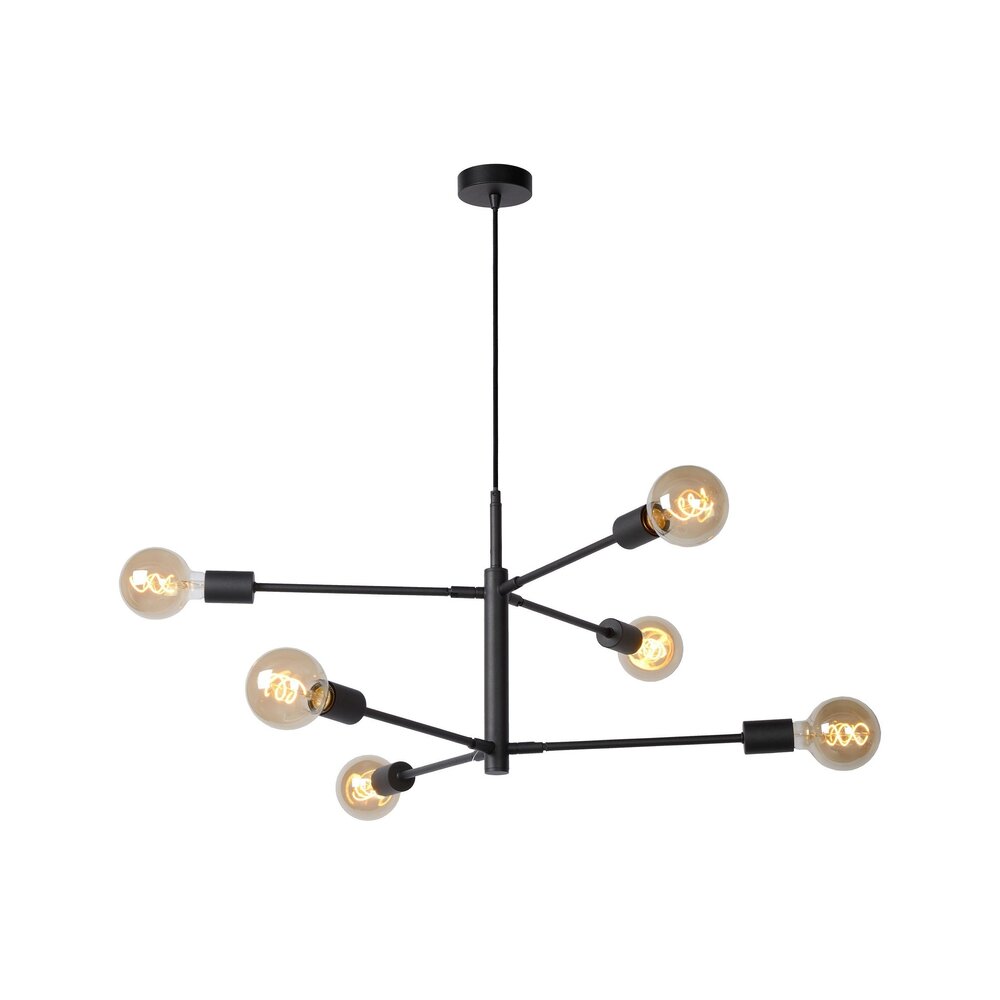 Lucide LED pendellampe LESTER - Sort - 6xE27 - 40W - Metal Lucide LED pendellampe LESTER - Sort - 6xE27 - 40W - Metal