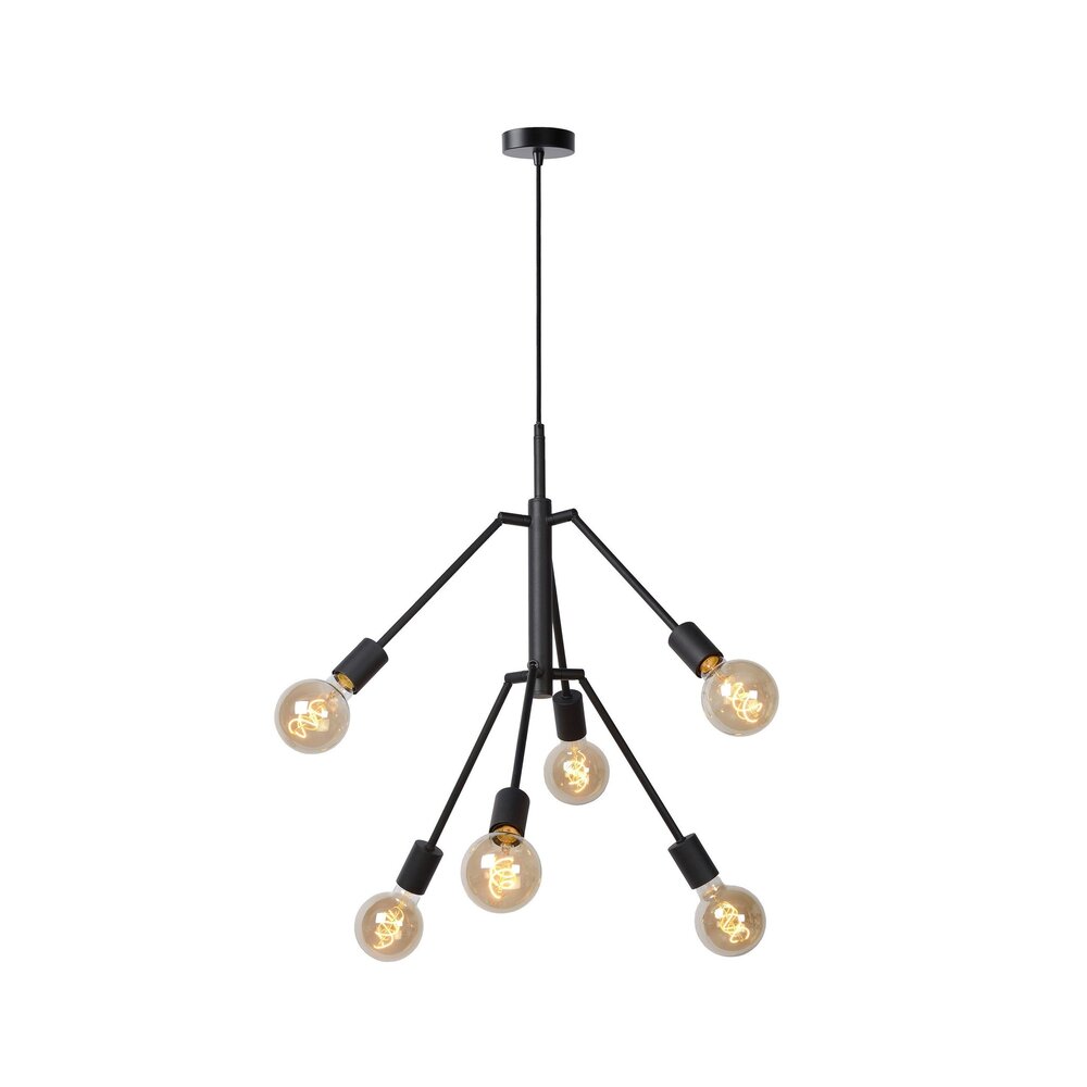 Lucide LED pendellampe LESTER - Sort - 6xE27 - 40W - Metal Lucide LED pendellampe LESTER - Sort - 6xE27 - 40W - Metal