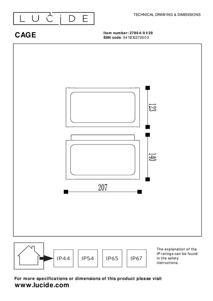 Lucide LED Væglampe udendørs CAGE - Antracit - 1xE27 - 18W - IP44