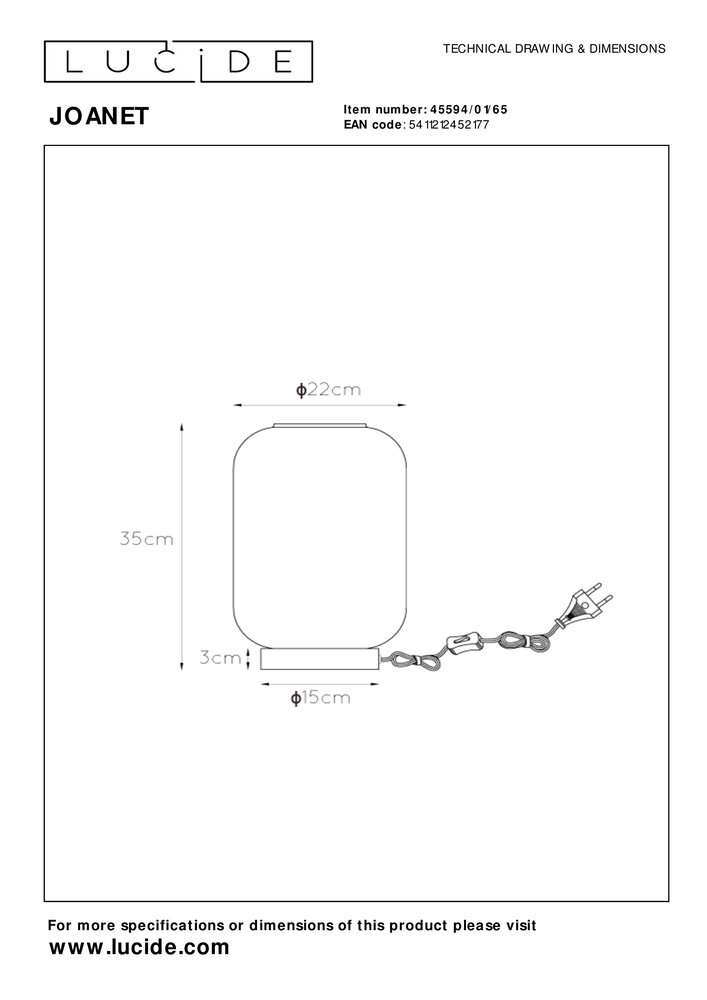 Lucide LED Bordlampe - JOANAT - Ø 22 cm - 1xE27 - Fumé røget glas Lucide LED Bordlampe - JOANAT - Ø 22 cm - 1xE27 - Fumé røget glas