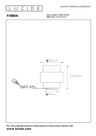 Lucide LED Bordlampe - Ø 20 cm - 1xE27 - Matt Guld / Messing Lucide LED Bordlampe - Ø 20 cm - 1xE27 - Matt Guld / Messing