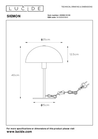 Lucide LED Bordlampe - Ø 25 cm - 1xE14 - Blå Lucide LED Bordlampe - Ø 25 cm - 1xE14 - Blå