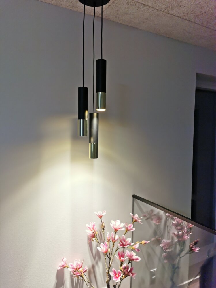 LED pendellampe sort guld LOOPEZ - 3 x GU10 Fatning