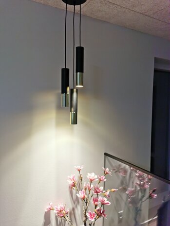 LED pendellampe sort guld LOOPEZ - 3 x GU10 Fatning
