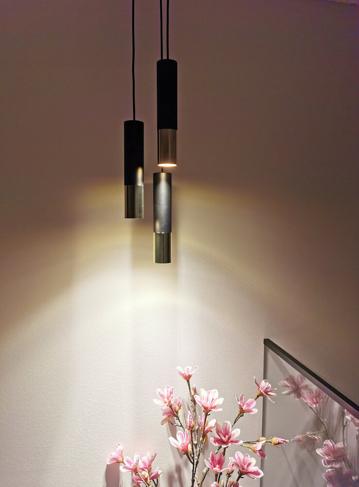 LED pendellampe sort guld LOOPEZ - 3 x GU10 Fatning