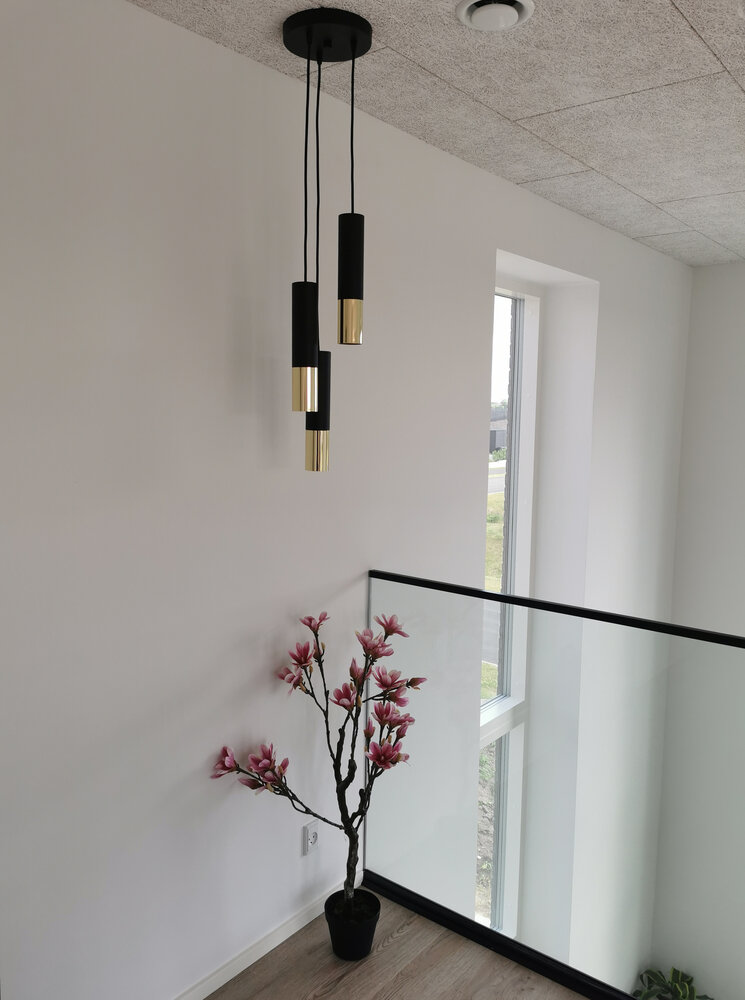 LED pendellampe sort guld LOOPEZ - 3 x GU10 Fatning
