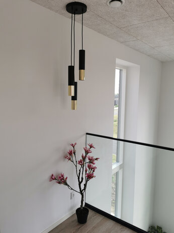 LED pendellampe sort guld LOOPEZ - 3 x GU10 Fatning