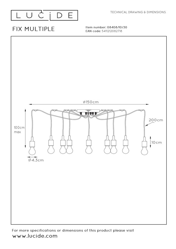 Lucide Lucide FIX MULTIPLE - Pendellampe - 10xE27 - Sort Lucide Lucide FIX MULTIPLE - Pendellampe - 10xE27 - Sort