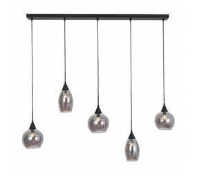 Freelight Pendellampe Macchia 5-pære Lige Sort/Røget glas Freelight Pendellampe Macchia 5-pære Lige Sort/Røget glas