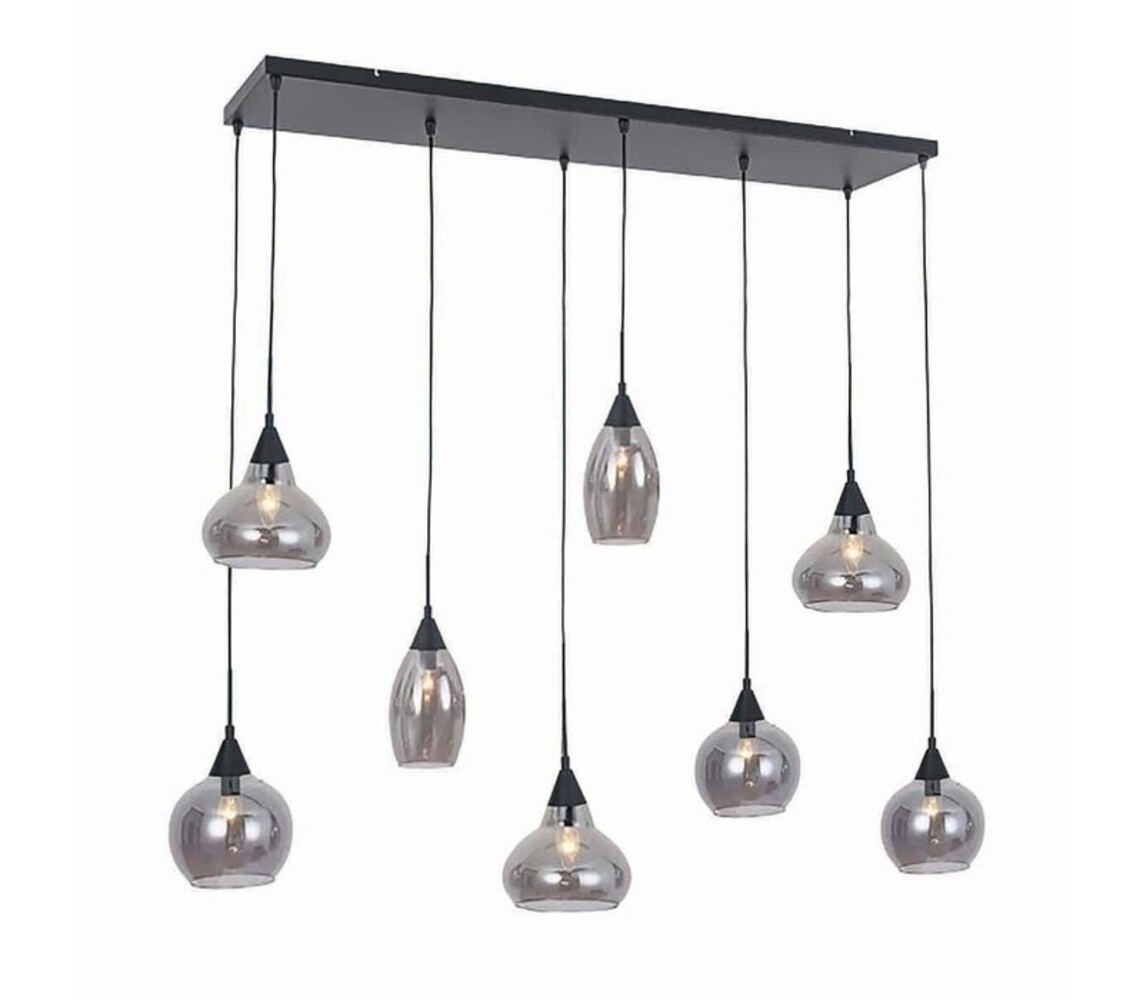 Freelight Pendellampe Macchia 8-pære Lige Sort/Røget glas Freelight Pendellampe Macchia 8-pære Lige Sort/Røget glas