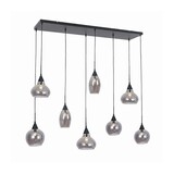 Freelight Pendellampe Macchia 8-pære Lige Sort/Røget glas