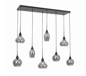Freelight Pendellampe Macchia 8-pære Lige Sort/Røget glas Freelight Pendellampe Macchia 8-pære Lige Sort/Røget glas