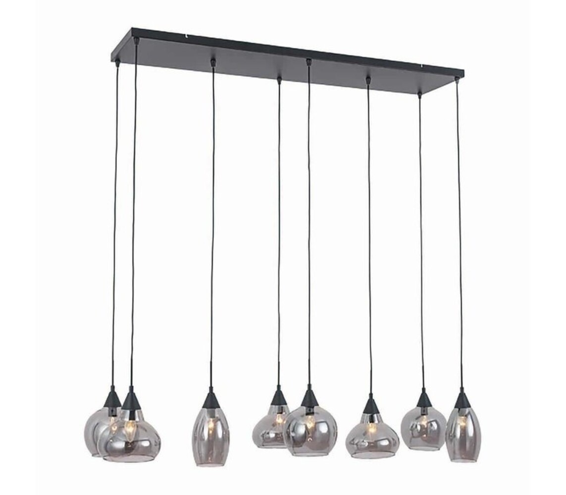 Freelight Pendellampe Macchia 8-pære Lige Sort/Røget glas Freelight Pendellampe Macchia 8-pære Lige Sort/Røget glas