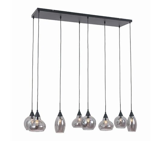 Freelight Pendellampe Macchia 8-pære Lige Sort/Røget glas Freelight Pendellampe Macchia 8-pære Lige Sort/Røget glas