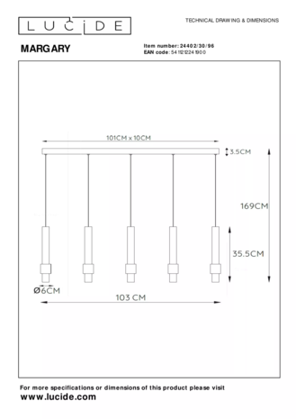 LED pendellampe MARGARY - 5x4,2W 2700K - dæmpbar LED pendellampe MARGARY - 5x4,2W 2700K - dæmpbar